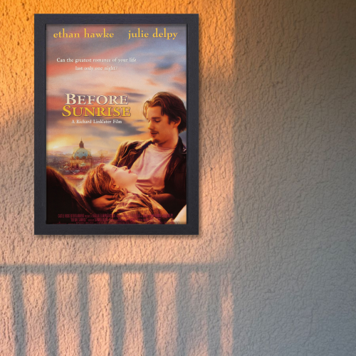 Before Sunrise Movie Poster Frame Romance Drama Film Artwork Framed Posters Hollywood Movies Canvas Painting Photo Frames for Wall Decor Home Decoration Living Room Bedroom Office Study Room Cafe Restraunt