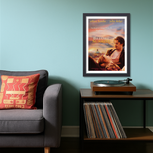 Before Sunrise Movie Poster Frame Romance Drama Film Artwork Framed Posters Hollywood Movies Canvas Painting Photo Frames for Wall Decor Home Decoration Living Room Bedroom Office Study Room Cafe Restraunt