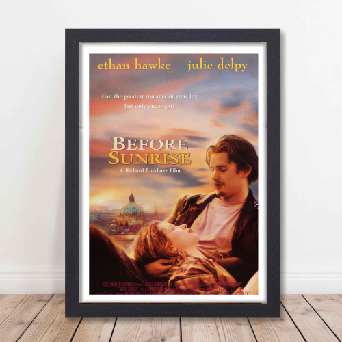 Before Sunrise Movie Poster Frame Romance Drama Film Artwork Framed Posters Hollywood Movies Canvas Painting Photo Frames for Wall Decor Home Decoration Living Room Bedroom Office Study Room Cafe Restraunt