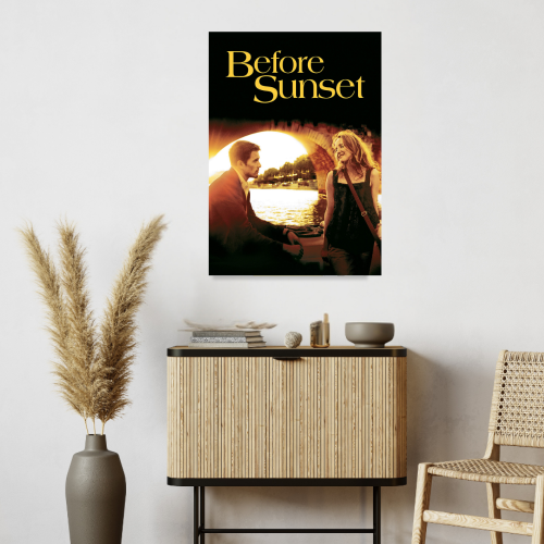 Before Sunset Movie Poster Frame Romance Indie Film Artwork Framed Posters Hollywood Movies Canvas Painting Photo Frames for Wall Decor Home Decoration Living Room Bedroom Office Study Room Cafe Restraunt