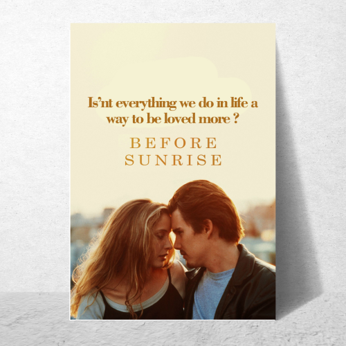 Before Sunrise Movie Poster Frame Romance Drama Film Framed Posters Hollywood Movies Artwork Canvas Painting Photo Frames for Wall Decor Home Decoration Living Room Bedroom Office Study Room Cafe Restraunt Restro