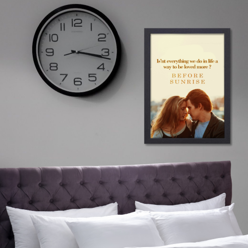 Before Sunrise Movie Poster Frame Romance Drama Film Framed Posters Hollywood Movies Artwork Canvas Painting Photo Frames for Wall Decor Home Decoration Living Room Bedroom Office Study Room Cafe Restraunt Restro