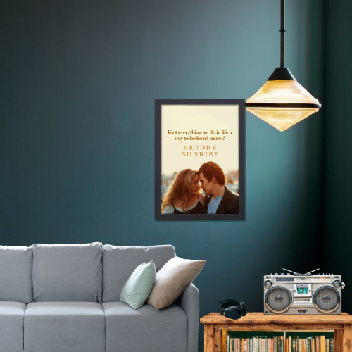 Before Sunrise Movie Poster Frame Romance Drama Film Framed Posters Hollywood Movies Artwork Canvas Painting Photo Frames for Wall Decor Home Decoration Living Room Bedroom Office Study Room Cafe Restraunt Restro