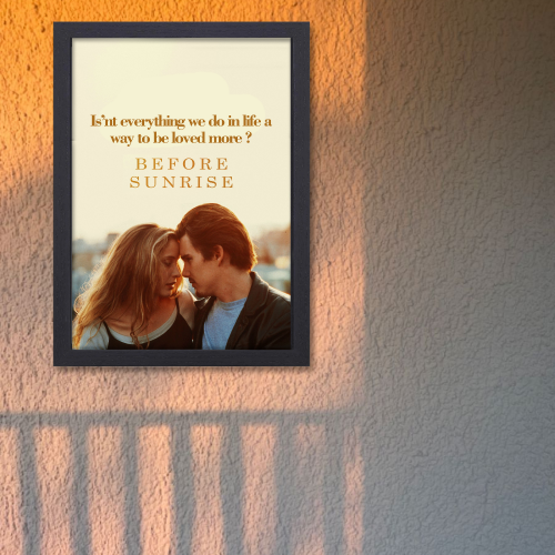 Before Sunrise Movie Poster Frame Romance Drama Film Framed Posters Hollywood Movies Artwork Canvas Painting Photo Frames for Wall Decor Home Decoration Living Room Bedroom Office Study Room Cafe Restraunt Restro