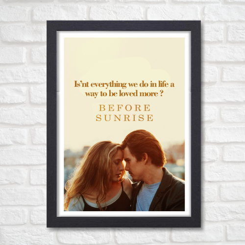 Before Sunrise Movie Poster Frame Romance Drama Film Framed Posters Hollywood Movies Artwork Canvas Painting Photo Frames for Wall Decor Home Decoration Living Room Bedroom Office Study Room Cafe Restraunt Restro