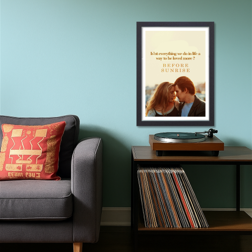 Before Sunrise Movie Poster Frame Romance Drama Film Framed Posters Hollywood Movies Artwork Canvas Painting Photo Frames for Wall Decor Home Decoration Living Room Bedroom Office Study Room Cafe Restraunt Restro
