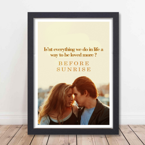 Before Sunrise Movie Poster Frame Romance Drama Film Framed Posters Hollywood Movies Artwork Canvas Painting Photo Frames for Wall Decor Home Decoration Living Room Bedroom Office Study Room Cafe Restraunt Restro