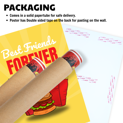 Best Friends (Fast Food) Food Poster Frame for Restraunt Cafe Artwork Framed Posters Cafe Aesthetic Canvas Painting Photo Frames for Wall Decor Restro Decoration