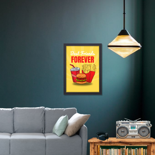 Best Friends (Fast Food) Food Poster Frame for Restraunt Cafe Artwork Framed Posters Cafe Aesthetic Canvas Painting Photo Frames for Wall Decor Restro Decoration