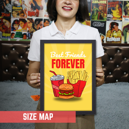 Best Friends (Fast Food) Food Poster Frame for Restraunt Cafe Artwork Framed Posters Cafe Aesthetic Canvas Painting Photo Frames for Wall Decor Restro Decoration
