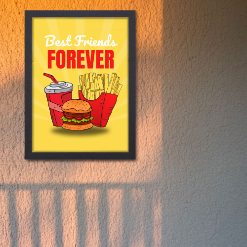 Best Friends (Fast Food) Food Poster Frame for Restraunt Cafe Artwork Framed Posters Cafe Aesthetic Canvas Painting Photo Frames for Wall Decor Restro Decoration