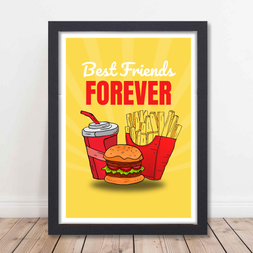 Best Friends (Fast Food) Food Poster Frame for Restraunt Cafe Artwork Framed Posters Cafe Aesthetic Canvas Painting Photo Frames for Wall Decor Restro Decoration