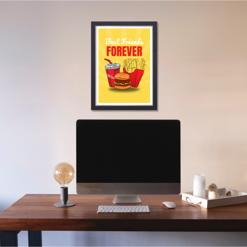 Best Friends (Fast Food) Food Poster Frame for Restraunt Cafe Artwork Framed Posters Cafe Aesthetic Canvas Painting Photo Frames for Wall Decor Restro Decoration
