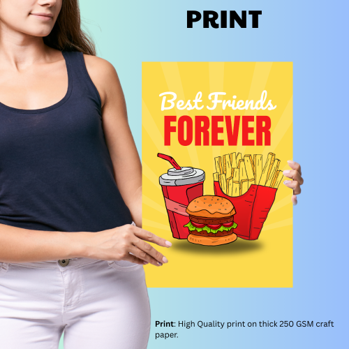 Best Friends (Fast Food) Food Poster Frame for Restraunt Cafe Artwork Framed Posters Cafe Aesthetic Canvas Painting Photo Frames for Wall Decor Restro Decoration