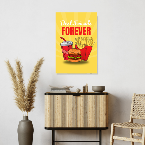Best Friends (Fast Food) Food Poster Frame for Restraunt Cafe Artwork Framed Posters Cafe Aesthetic Canvas Painting Photo Frames for Wall Decor Restro Decoration