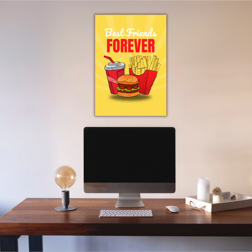 Best Friends (Fast Food) Food Poster Frame for Restraunt Cafe Artwork Framed Posters Cafe Aesthetic Canvas Painting Photo Frames for Wall Decor Restro Decoration
