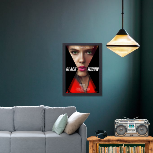 Black Widow Movie Poster Frame Action Sci-fi Film Artwork Framed Posters Hollywood Movies Painting Photo Frames for Wall Decor Home Decoration Restraunt Cafe Living Room Dining Hall Bedroom Gaming rooms