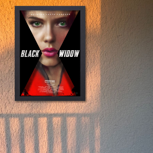Black Widow Movie Poster Frame Action Sci-fi Film Artwork Framed Posters Hollywood Movies Painting Photo Frames for Wall Decor Home Decoration Restraunt Cafe Living Room Dining Hall Bedroom Gaming rooms