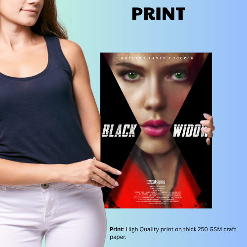 Black Widow Movie Poster Frame Action Sci-fi Film Artwork Framed Posters Hollywood Movies Painting Photo Frames for Wall Decor Home Decoration Restraunt Cafe Living Room Dining Hall Bedroom Gaming rooms