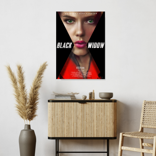 Black Widow Movie Poster Frame Action Sci-fi Film Artwork Framed Posters Hollywood Movies Painting Photo Frames for Wall Decor Home Decoration Restraunt Cafe Living Room Dining Hall Bedroom Gaming rooms