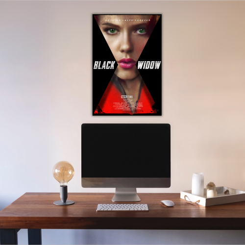 Black Widow Movie Poster Frame Action Sci-fi Film Artwork Framed Posters Hollywood Movies Painting Photo Frames for Wall Decor Home Decoration Restraunt Cafe Living Room Dining Hall Bedroom Gaming rooms