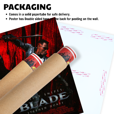 Blade Movie Poster Frame Horror Action Film Artwork Framed Posters Hollywood Movies Canvas Painting Photo Frames for Wall Decor Living Room Bedroom Study Room Restraunt Cafe Office & Home Decoration