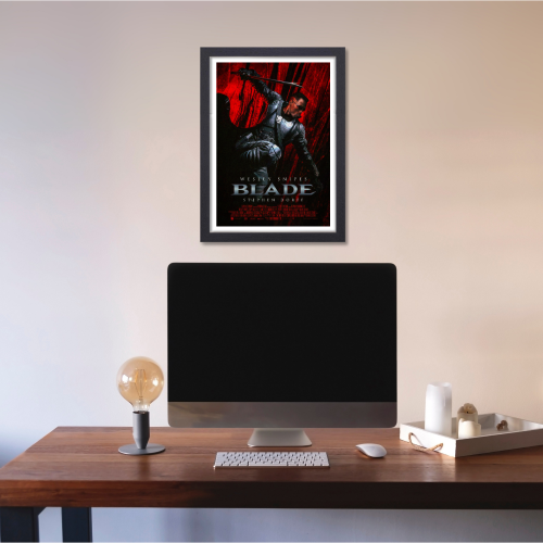 Blade Movie Poster Frame Horror Action Film Artwork Framed Posters Hollywood Movies Canvas Painting Photo Frames for Wall Decor Living Room Bedroom Study Room Restraunt Cafe Office & Home Decoration