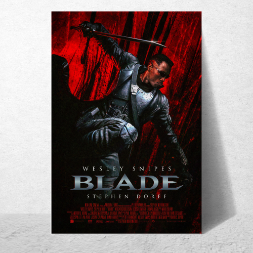 Blade Movie Poster Frame Horror Action Film Artwork Framed Posters Hollywood Movies Canvas Painting Photo Frames for Wall Decor Living Room Bedroom Study Room Restraunt Cafe Office & Home Decoration