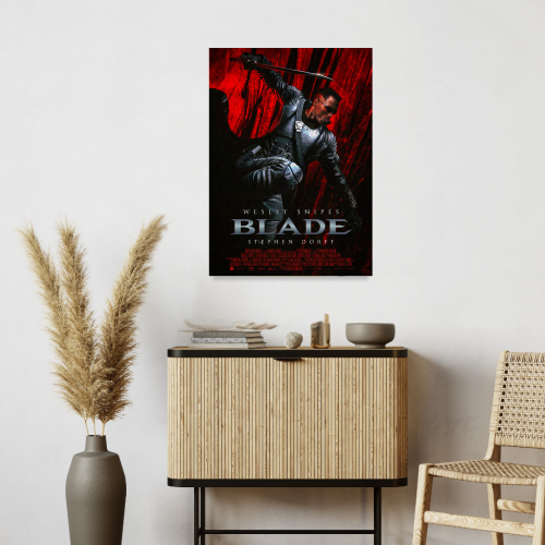 Blade Movie Poster Frame Horror Action Film Artwork Framed Posters Hollywood Movies Canvas Painting Photo Frames for Wall Decor Living Room Bedroom Study Room Restraunt Cafe Office & Home Decoration