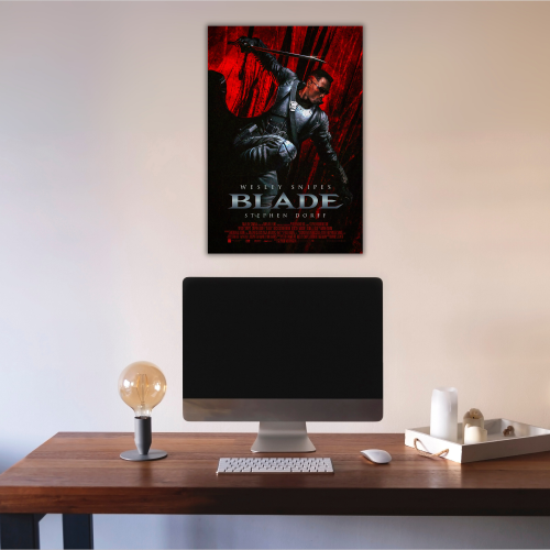 Blade Movie Poster Frame Horror Action Film Artwork Framed Posters Hollywood Movies Canvas Painting Photo Frames for Wall Decor Living Room Bedroom Study Room Restraunt Cafe Office & Home Decoration