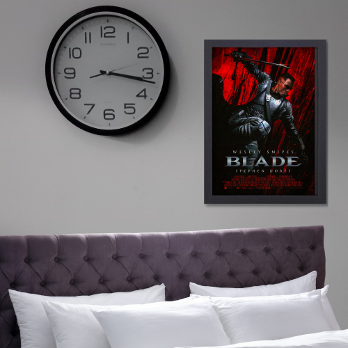 Blade Movie Poster Frame Horror Action Film Artwork Framed Posters Hollywood Movies Canvas Painting Photo Frames for Wall Decor Living Room Bedroom Study Room Restraunt Cafe Office & Home Decoration