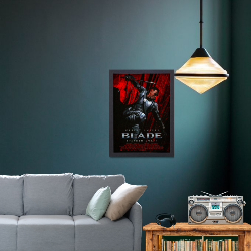 Blade Movie Poster Frame Horror Action Film Artwork Framed Posters Hollywood Movies Canvas Painting Photo Frames for Wall Decor Living Room Bedroom Study Room Restraunt Cafe Office & Home Decoration