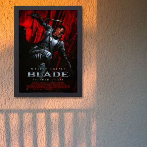Blade Movie Poster Frame Horror Action Film Artwork Framed Posters Hollywood Movies Canvas Painting Photo Frames for Wall Decor Living Room Bedroom Study Room Restraunt Cafe Office & Home Decoration