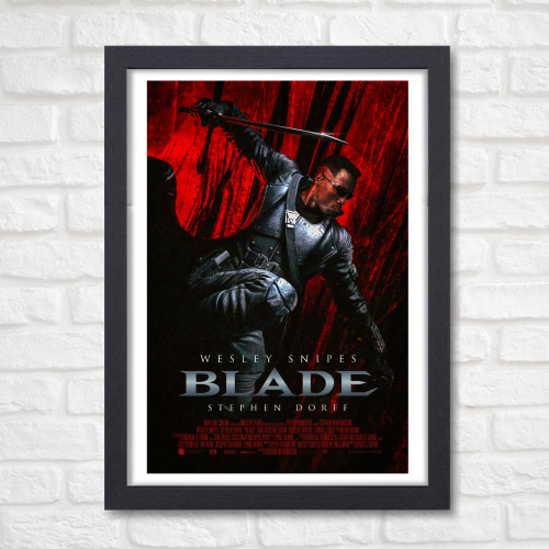 Blade Movie Poster Frame Horror Action Film Artwork Framed Posters Hollywood Movies Canvas Painting Photo Frames for Wall Decor Living Room Bedroom Study Room Restraunt Cafe Office & Home Decoration