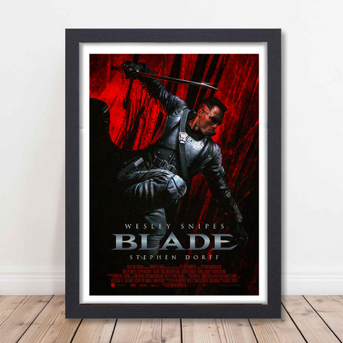 Blade Movie Poster Frame Horror Action Film Artwork Framed Posters Hollywood Movies Canvas Painting Photo Frames for Wall Decor Living Room Bedroom Study Room Restraunt Cafe Office & Home Decoration