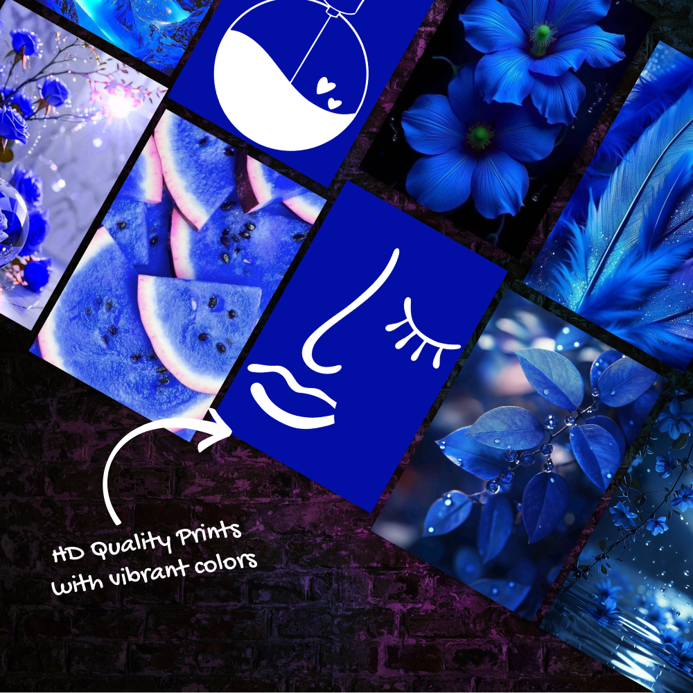 Blue Aesthetic Wall Collage Kit – 45 PCS Posters, Cute Danish Pastle Room Decor, Motivational Quote Prints, Teen Girl Room Decor, Dorm Room Bedroom Decoration, Photo Wall Collage Kit, Aesthetic Poster Kit