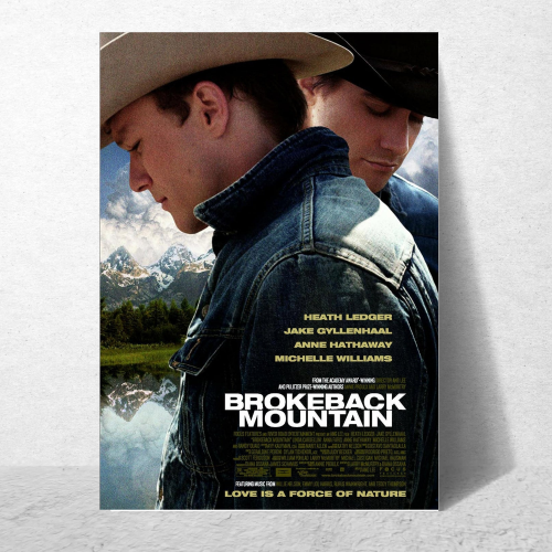 Brokeback Mountain Movie Poster Frame Western Romance Film Artwork Framed Posters Hollywood Movies Canvas Painting Photo Frames for Wall Decor Home Decoration Living Room Bedroom Office Study Room Cafe Restraunt