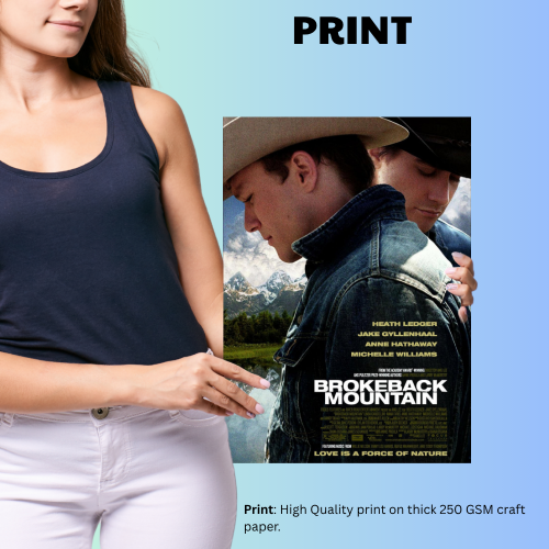 Brokeback Mountain Movie Poster Frame Western Romance Film Artwork Framed Posters Hollywood Movies Canvas Painting Photo Frames for Wall Decor Home Decoration Living Room Bedroom Office Study Room Cafe Restraunt