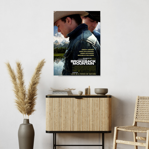 Brokeback Mountain Movie Poster Frame Western Romance Film Artwork Framed Posters Hollywood Movies Canvas Painting Photo Frames for Wall Decor Home Decoration Living Room Bedroom Office Study Room Cafe Restraunt