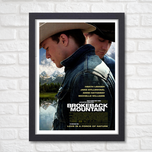 Brokeback Mountain Movie Poster Frame Western Romance Film Artwork Framed Posters Hollywood Movies Canvas Painting Photo Frames for Wall Decor Home Decoration Living Room Bedroom Office Study Room Cafe Restraunt