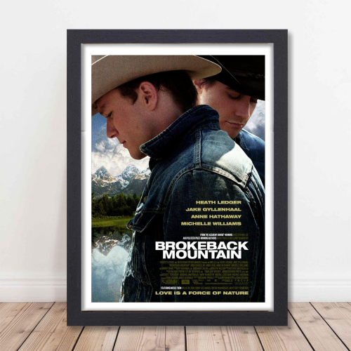 Brokeback Mountain Movie Poster Frame Western Romance Film Artwork Framed Posters Hollywood Movies Canvas Painting Photo Frames for Wall Decor Home Decoration Living Room Bedroom Office Study Room Cafe Restraunt
