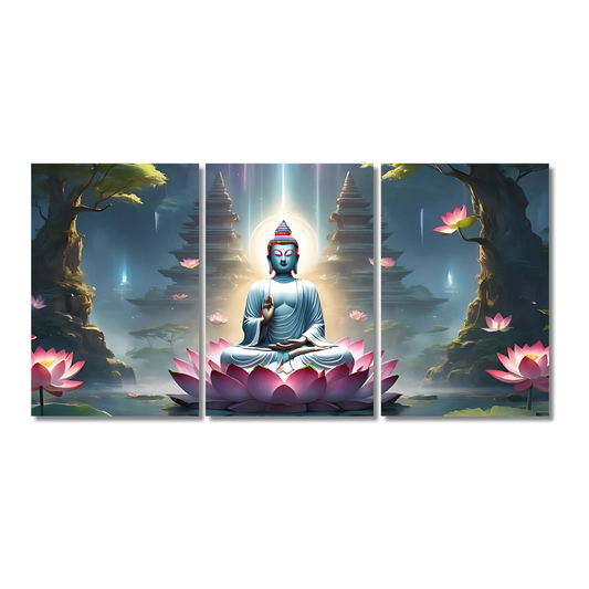 Mahatma Buddha Lotus Meditation Wall Poster – 3 Split Poster Spiritual Art for Home & Office Mahatma Buddha Wall Sticker Mahatma Buddha Painting, Ideal for living rooms, bedrooms, meditation corners, yoga studios, or offices this Buddha artwork helps cultivate a peaceful atmosphere wherever it is displayed, mahatma buddha Wall sticker mahatma buddh Paintings for living room Wall decor home decor Split Poster Buddha Wall decor, Buddha idols for wall decor & home decor  buddha wall decor