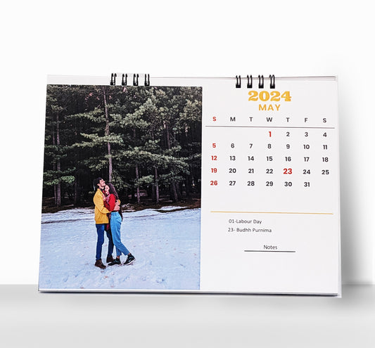 Desk Calendar 2024 with Personalized I Customized Photographs - Horizontal
