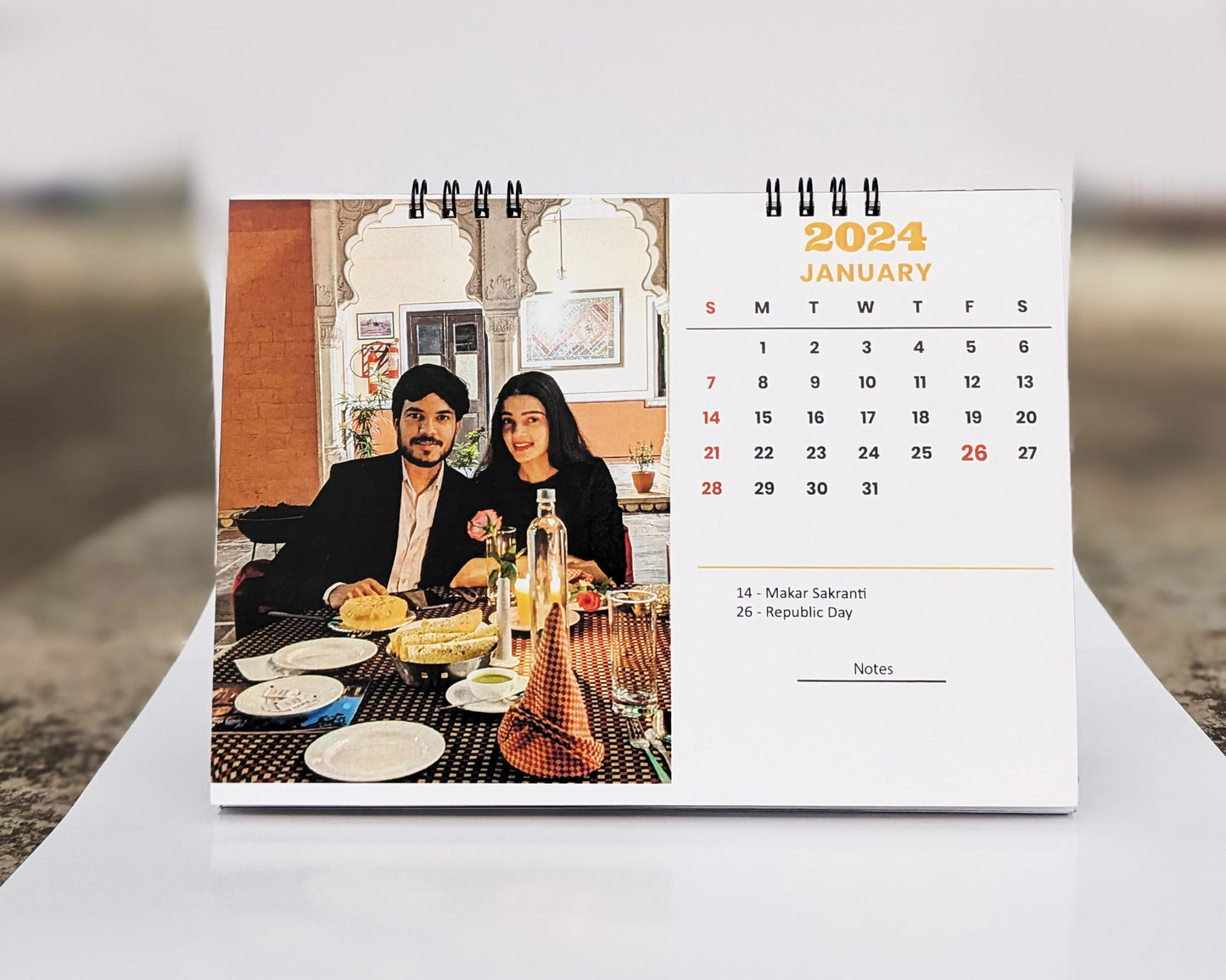 Desk Calendar 2024 with Personalized I Customized Photographs - Horizontal