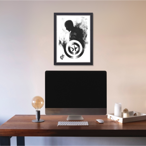 Captain America Avengers Poster Frame Marvel Universe Character Artwork Framed Posters Movie Films Canvas Painting Photo Frames for Wall Decor Home Decoration Living Room Bedroom Office Study Room Cafe Restraunt