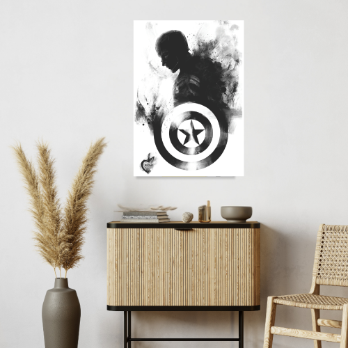 Captain America Avengers Poster Frame Marvel Universe Character Artwork Framed Posters Movie Films Canvas Painting Photo Frames for Wall Decor Home Decoration Living Room Bedroom Office Study Room Cafe Restraunt