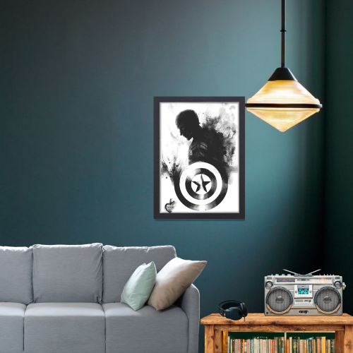 Captain America Avengers Poster Frame Marvel Universe Character Artwork Framed Posters Movie Films Canvas Painting Photo Frames for Wall Decor Home Decoration Living Room Bedroom Office Study Room Cafe Restraunt