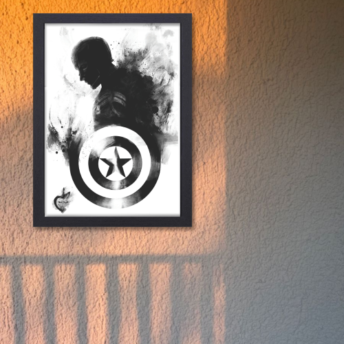 Captain America Avengers Poster Frame Marvel Universe Character Artwork Framed Posters Movie Films Canvas Painting Photo Frames for Wall Decor Home Decoration Living Room Bedroom Office Study Room Cafe Restraunt