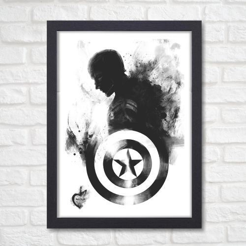 Captain America Avengers Poster Frame Marvel Universe Character Artwork Framed Posters Movie Films Canvas Painting Photo Frames for Wall Decor Home Decoration Living Room Bedroom Office Study Room Cafe Restraunt