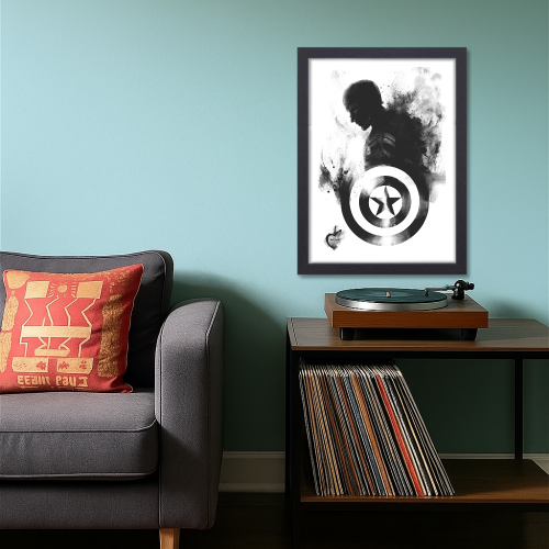 Captain America Avengers Poster Frame Marvel Universe Character Artwork Framed Posters Movie Films Canvas Painting Photo Frames for Wall Decor Home Decoration Living Room Bedroom Office Study Room Cafe Restraunt